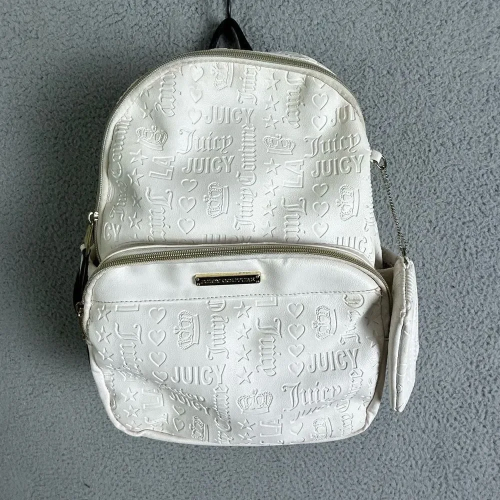 Juicy Couture White/Ivory Embossed Logo Backpack
